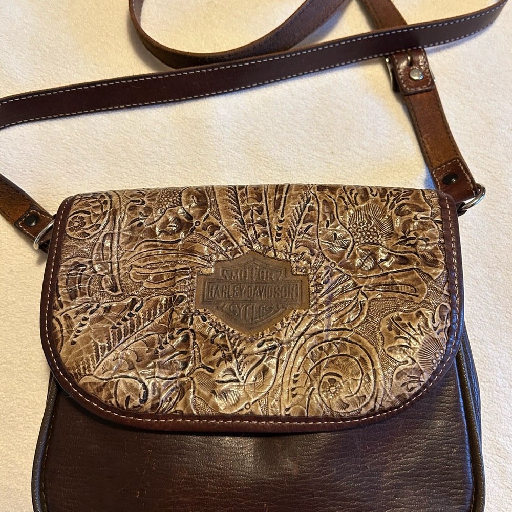 Harley-Davidson Brown Leather Crossbody Bag